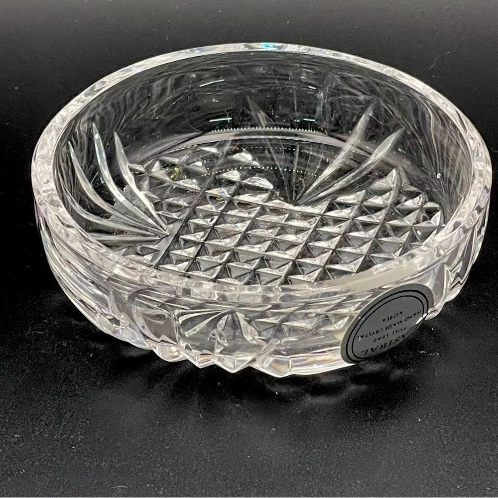 Astral Diamond Cut Bowl Full Lead Handmade Crystal Korea Clear‎ 3 Inch